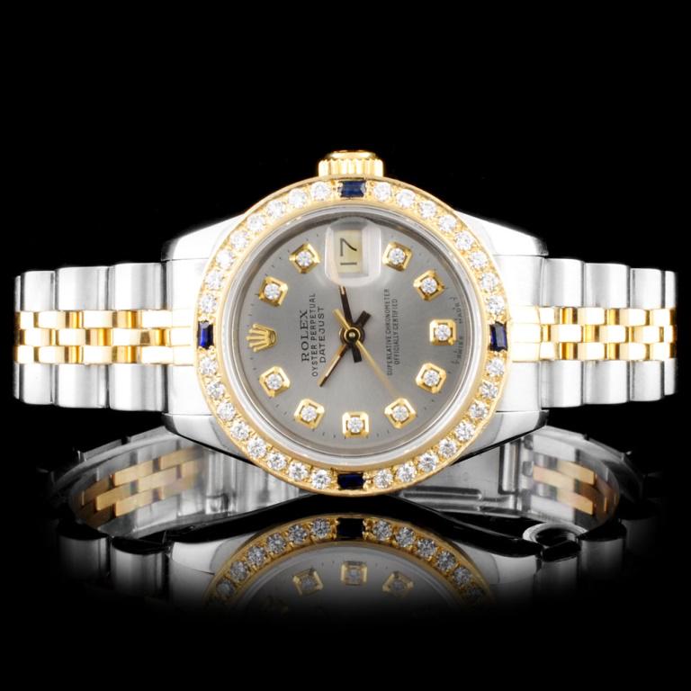 Rolex YG/SS DateJust Ladies Diamond Watch: Estimated Retail Replacement Value: $14,170.00 Ref: WAG14000 Item No.: ARXR0020 Specification: Model: DateJust Oyster Perpetual Weight: 51.00 grams Movement: Perpetual, Self Winding Chronometer Functi