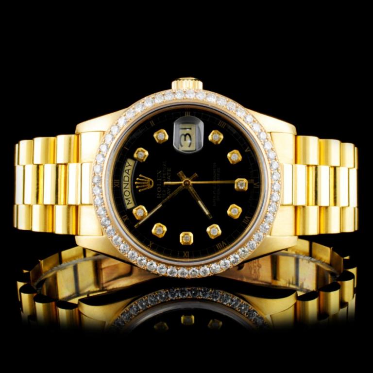 Rolex Day-Date 18K YG Diamond 36MM Watch: Estimated Retail Replacement Value: $32,995.00Ref: BAS44000Item no.: ARXV-0011Specification:Documents: Appraisal ReportModel: Oyster Perpetual Day-DateMovement: Perpetual, Self Winding ChronometerCase