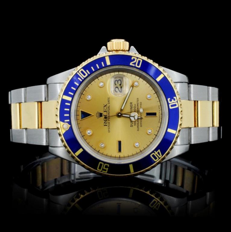 Rolex YG/SS Submariner Men's Wristwatch: Estimated Retail Replacement Value: $28,500.00Ref: WAG30812AQSpecification:Weight: 143.6 gramsDocuments: Report Available Upon PurchasedModel: Submariner Rolex Watch Movement: Perpetual, Self-winding,