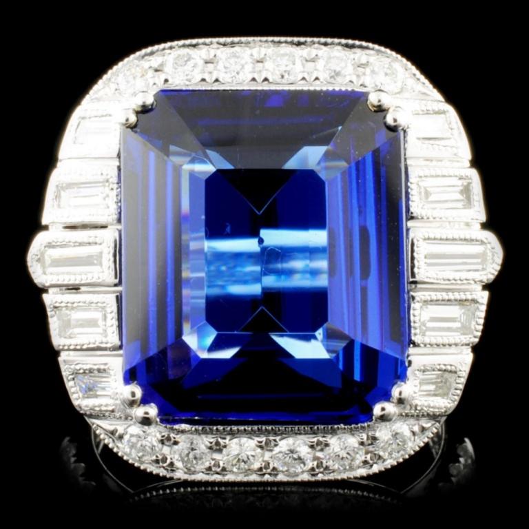 18k Gold 11.23ct Tanzanite & 1.36ctw Diamond Ring (1 of 5)