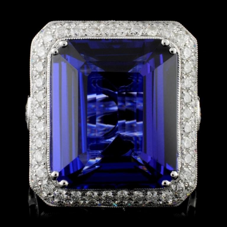 18K White Gold 21.50ct Tanzanite & 3.93ct Diamond (1 of 4)