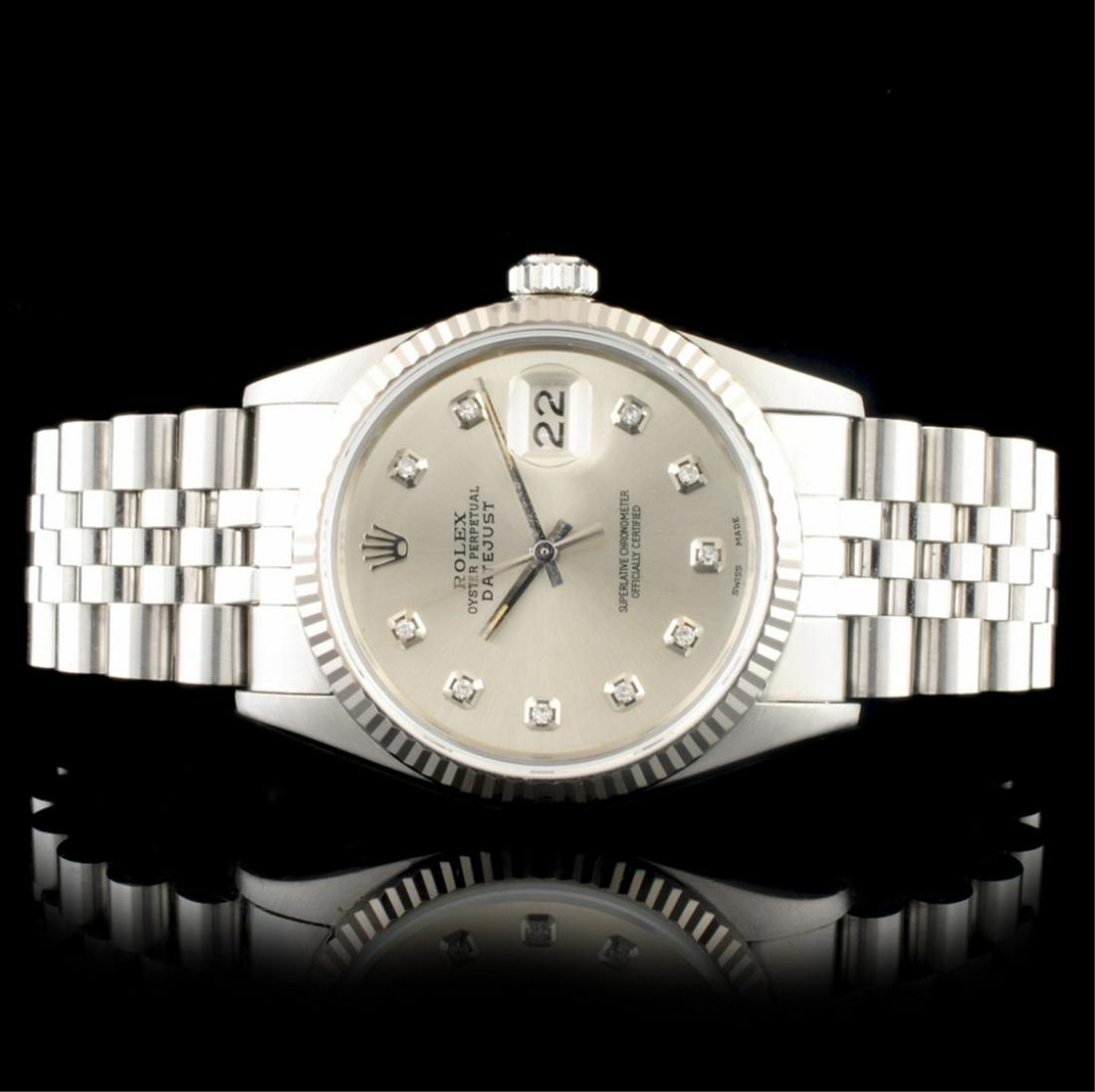 Rolex DateJust SS Diamond 36MM Wristwatch: Estimated Retail Replacement Value: $11,470.00Ref: BAS14000Item No.: ARXAA-0025Specification:Documents: Appraisal ReportModel: DateJustMovement: Perpetual, Self WindingFunction: Instantaneous Quick Se