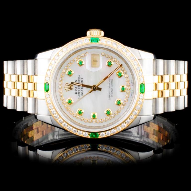 Rolex TwoTone DateJust Diamond Wristwatch (1 of 5)