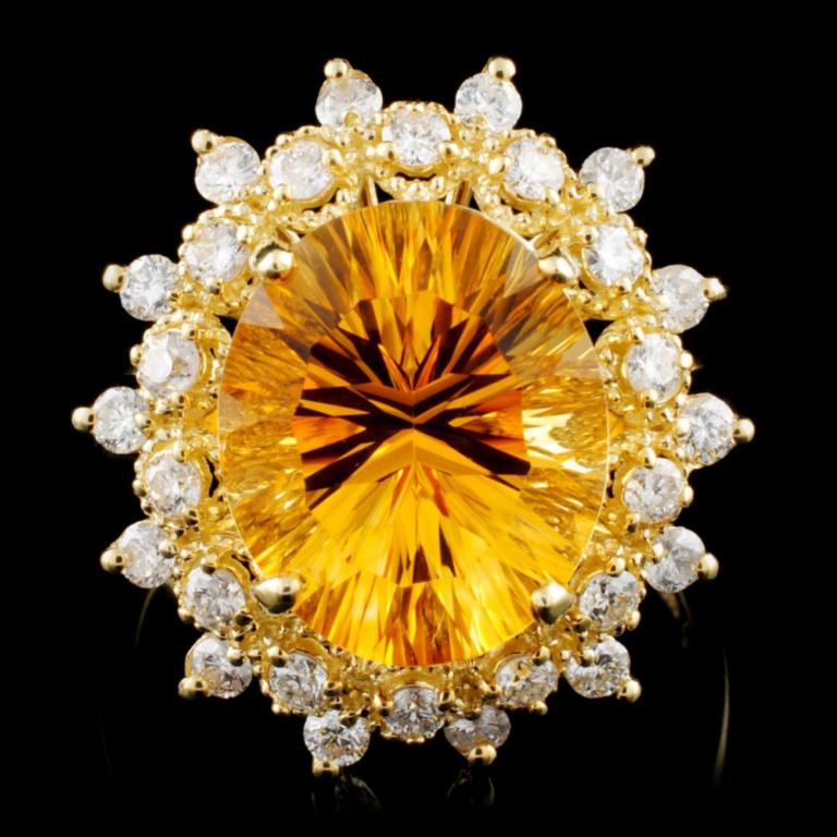 14K Gold 5.00ct Citrine & 0.75ctw Diamond Ring (1 of 5)