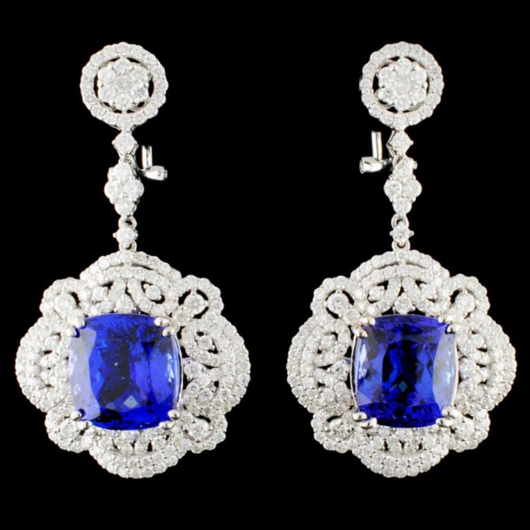 18K Gold 16.98ctw Tanzanite & 4.55ctw Diamond Earr (1 of 3)