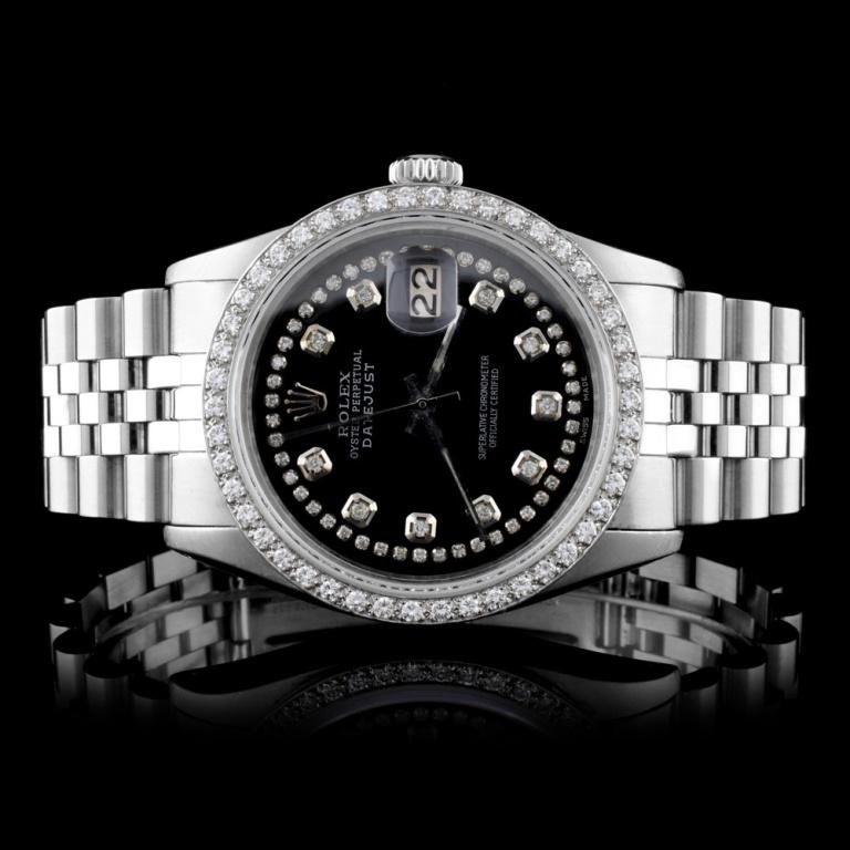 Rolex SS DateJust Diamond 36MM Wristwatch: Estimated Retail Replacement Value: $13,020.00Ref: WAG16000Item No.: ARXB012Specification:Documents: Gemologist ReportModel: Oyster Perpetual DateJustMovement: Perpetual, Self Winding ChronometerFunct
