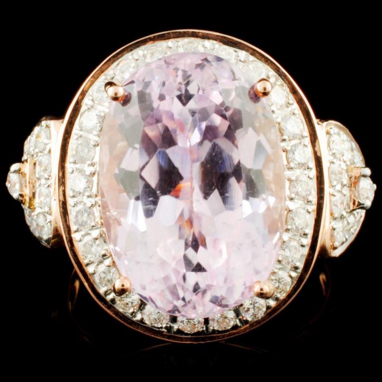 14K Gold 11.33ct Kunzite & 0.71ctw Diamond Ring (1 of 4)