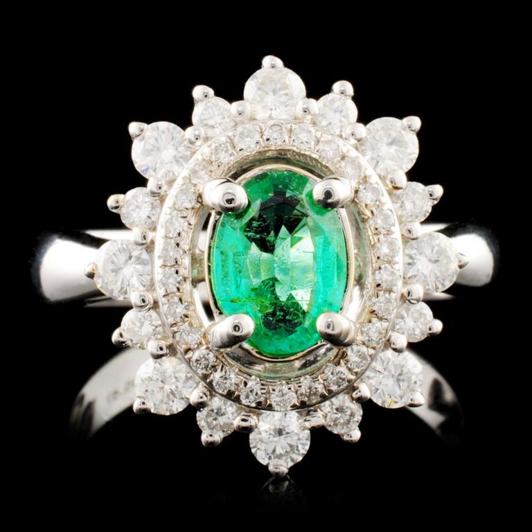 14K Gold 0.69ct Emerald & 0.66ctw Diamond Ring (1 of 5)