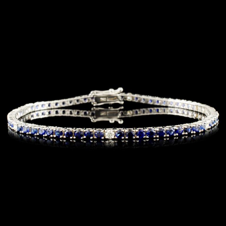 14K Gold 4.02ct Sapphire & 0.29ctw Diamond Bracele (1 of 4)