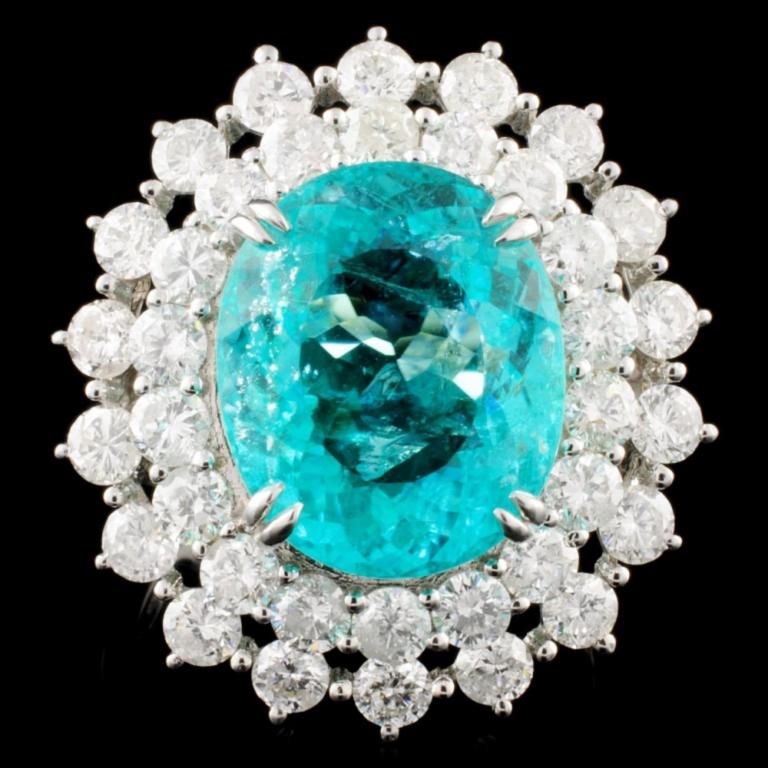 18K Gold 7.94ct Paraiba & 2.83ctw Diamond Ring (1 of 6)