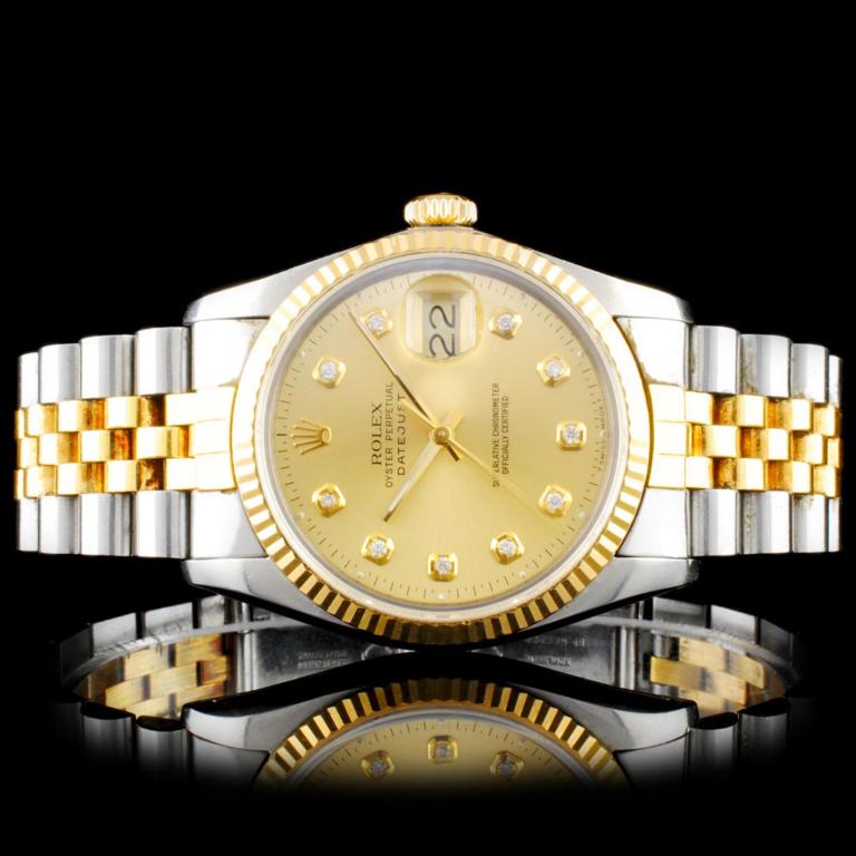 Rolex DateJust YG/SS Diamond 36mm Wristwatch (1 of 7)