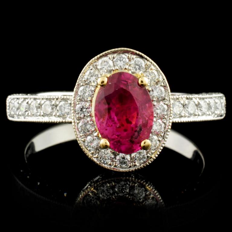 18K Gold 1.08ct Ruby & 0.79ctw Diamond Ring (1 of 5)