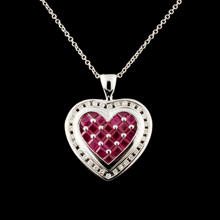 14K Gold 2.70ct Ruby & 0.18ctw Diamond Pendant (1 of 4)