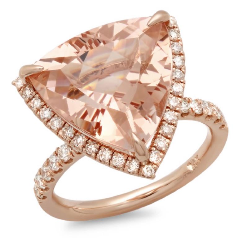 14K Gold 10.00ct Morganite & 0.65ct Diamond Ring (1 of 2)