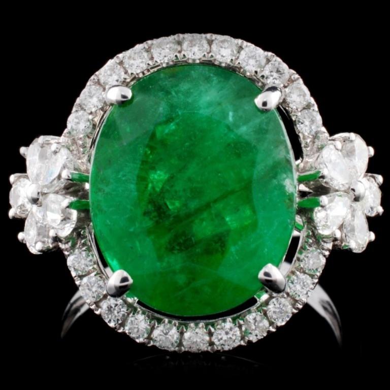 18K White Gold 6.19ct Emerald & 0.82ct Diamond Rin (1 of 4)