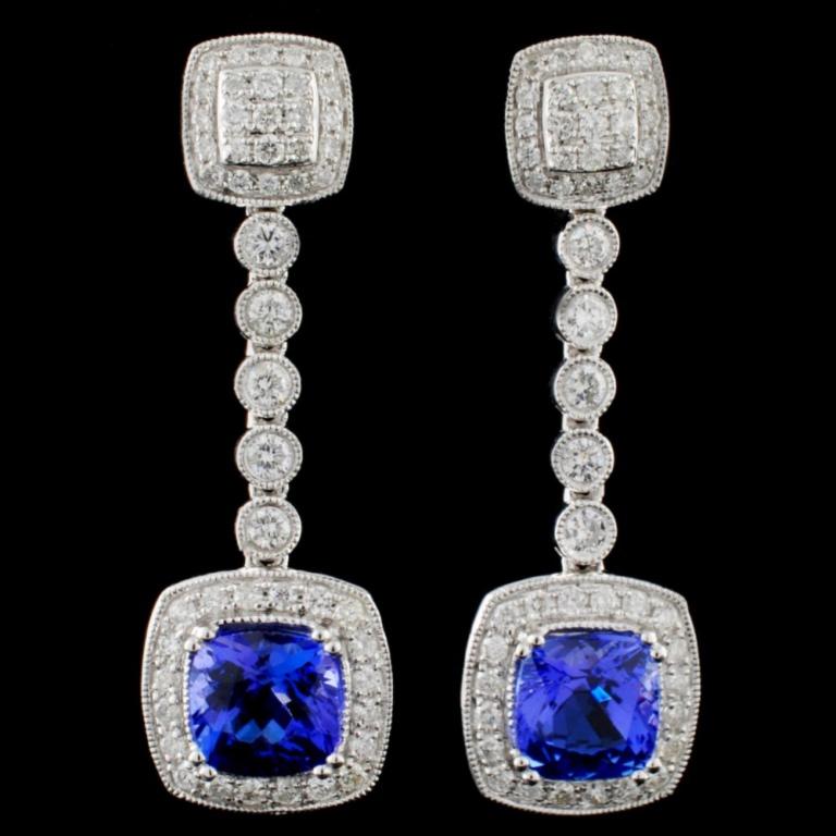 14K Gold 3.11ct Tanzanite & 0.99ct Diamond Earring: Estimated Retail Replacement Value: $10,620.00 Ref: WAG4248 Item no.: FA2054526033-E3840ATZ Specification: Gold Content: Solid 14K White Gold Weight of Item: 5.90 grams Country Made: U.S.A Main Gemsto