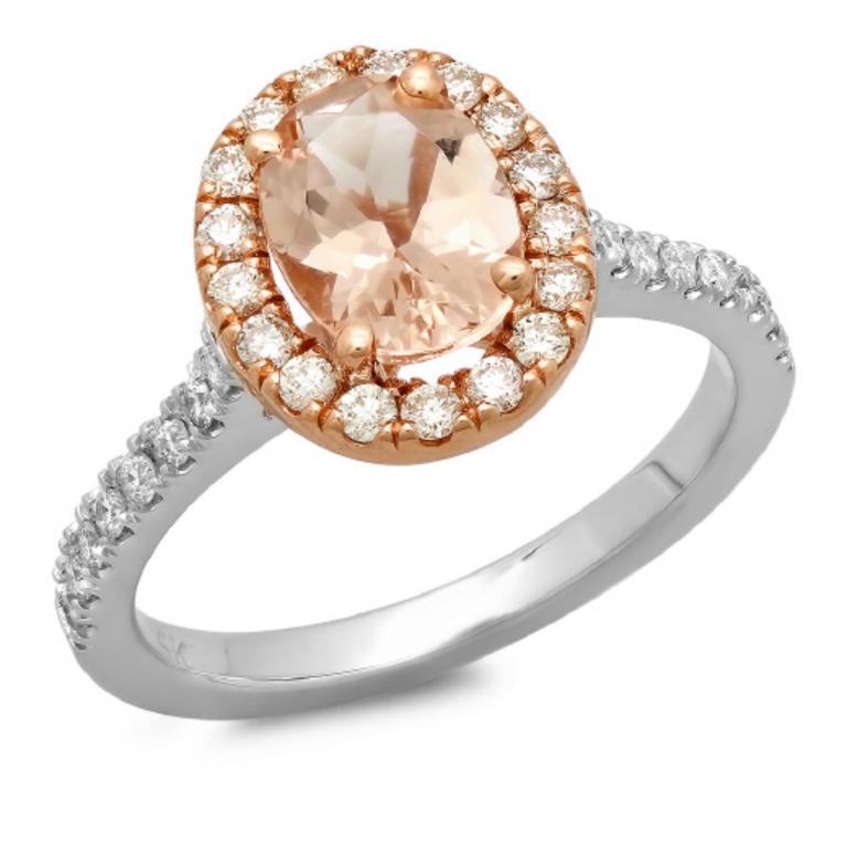 14K Gold 1.50ct Morganite & 0.55ct Diamond Ring (1 of 2)