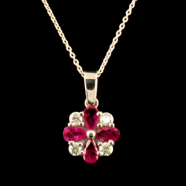 14K Gold 1.50ct Ruby & 0.20ct Diamond Pendant (1 of 3)