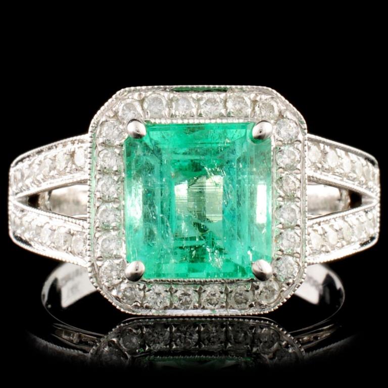 18K Gold 2.10ct Emerald & 0.50ctw Diamond Ring (1 of 5)