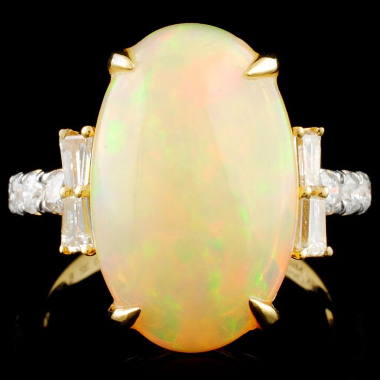 18K Gold 6.15ct Opal & 0.71ctw Diamond Ring (1 of 5)