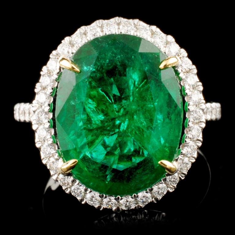 14K Gold 7.80ct Emerald & 0.44ctw Diamond Ring (1 of 5)