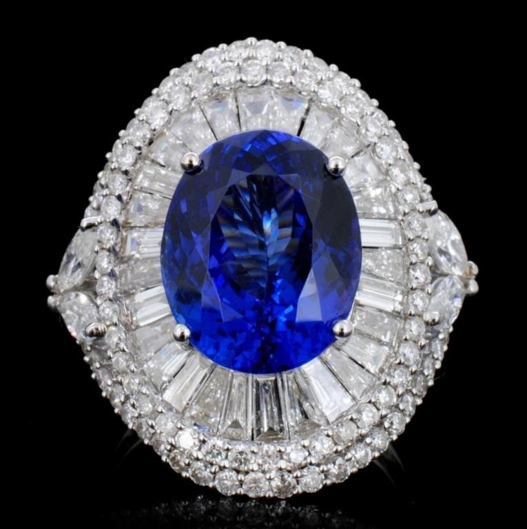 18K Gold 7.26ct Tanzanite & 3.00 Diamond Ring (1 of 4)