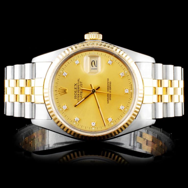 Rolex Two Tone DateJust Diamond Watch (1 of 5)
