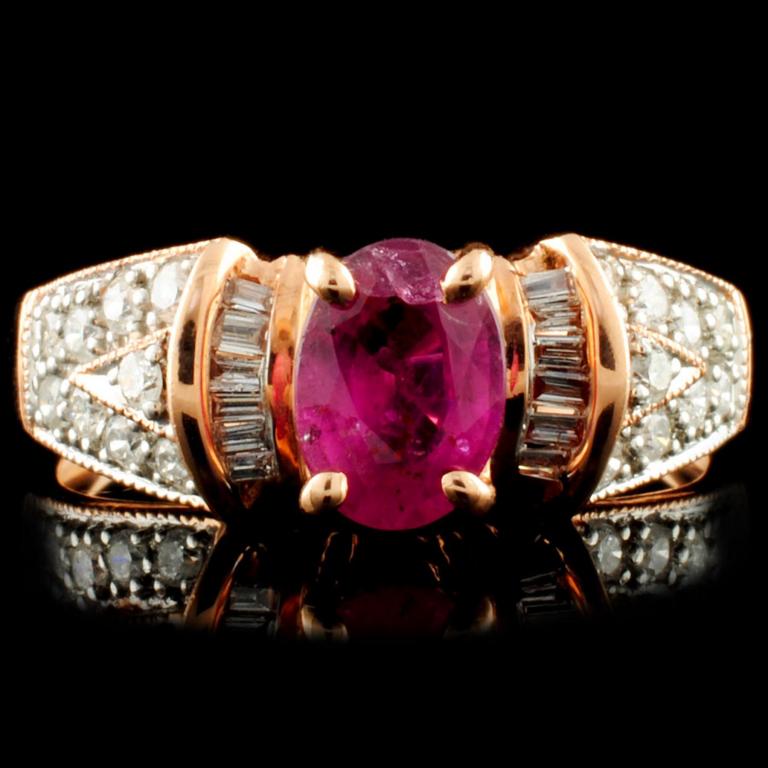 14K Gold 0.98ct Ruby & 0.34ctw Diamond Ring (1 of 5)