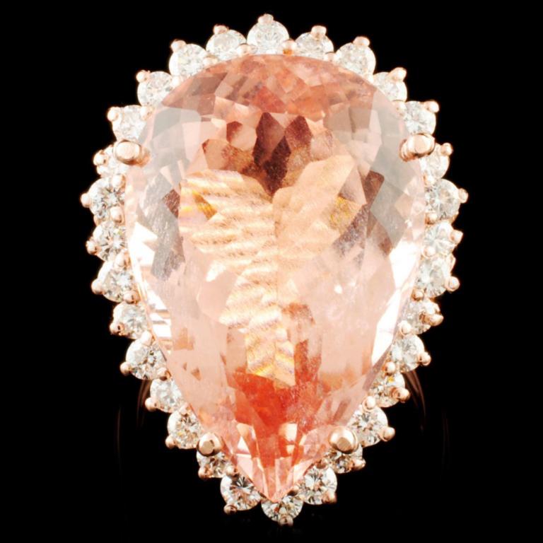 14K Gold 20.37ct Morganite & 1.21ctw Diamond Ring (1 of 4)