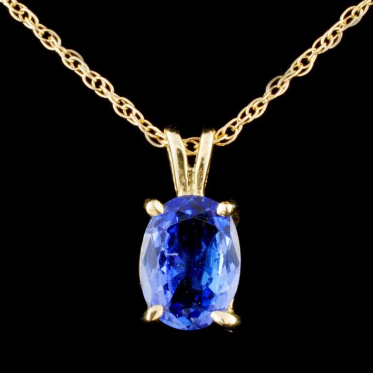 14K Gold 0.88ct Tanzanite Pendant: Estimated Retail Replacement Value: $1,960.00 Ref: WAG1500-1120*** Item no.: EJAD013 Specification: Gold Content: Solid 14K Yellow Gold Weight of Item: 0.70 grams Country Made: U.S.A Main Gemstone: Na