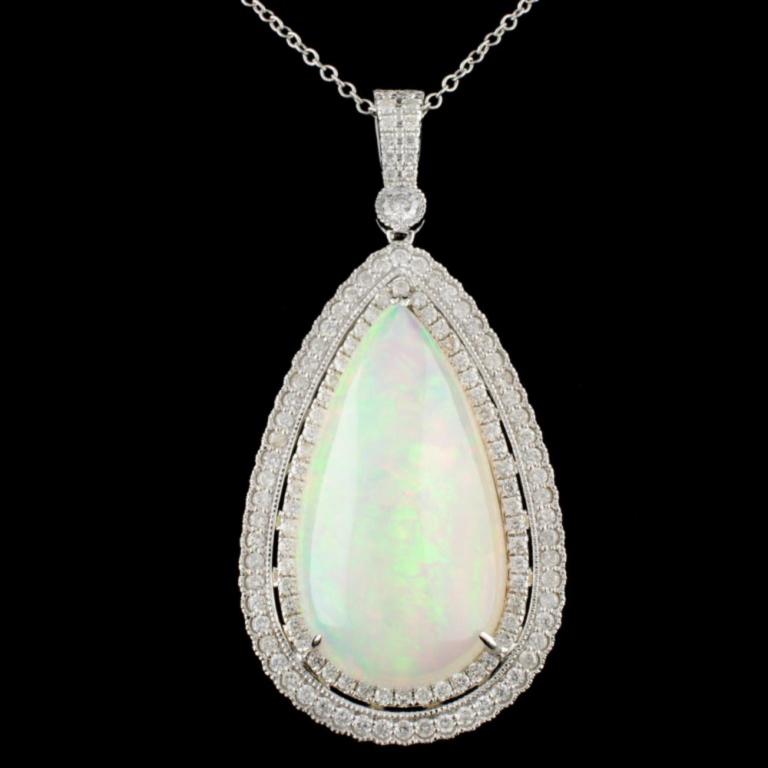 18K Gold 17.96ct Opal & 1.33ctw Diamond Pendant (1 of 2)