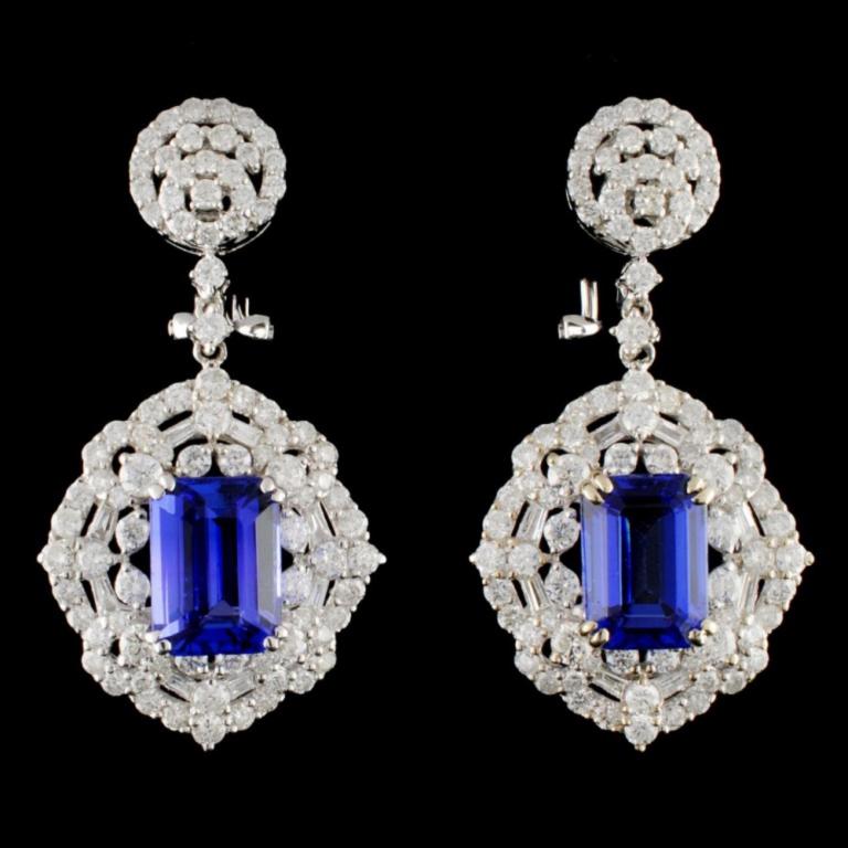 18K Gold 6.22ctw Tanzanite & 3.65ctw Diamond Earri: Estimated Retail Replacement Value: $33,000.00 Ref: WAG13200 Item no.: ARA8014 Specification: Gold Content: Solid 18K White Gold Weight of Item: 10.60 grams Country Made: U.S.A Main Gemstone: Natural 