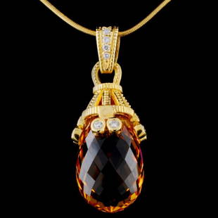 18K Yellow Gold 16.79ct Citrine & 0.24ct Diamond P: Estimated Retail Replacement Value: $7,704.00Ref: WAG3852Item no: BB6789017-55842/BB605CE-AAGold Content: 18K Yellow GoldWeight of Item: 11.60 gramsCountry Made: USAMain Gemstone: Natural