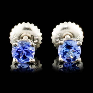 14K Gold 0.70ctw Tanzanite Earrings: Estimated Retail Replacement Value: $1,056.00Ref: WAG528Item no.: TK1238006 Ã¢€â€œ 01369Specification:Gold Content: 14k White GoldWeight of Item: 1.0gramsCountry Made: USAMain Gemstone: