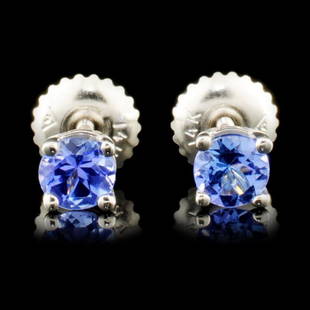 14K Gold 0.70ctw Tanzanite Earrings: Estimated Retail Replacement Value: $1,056.00Ref: WAG528Item no.: TK1238006 Ã¢€â€œ 01369Specification:Gold Content: 14k White GoldWeight of Item: 1.0gramsCountry Made: USAMain Gemstone: