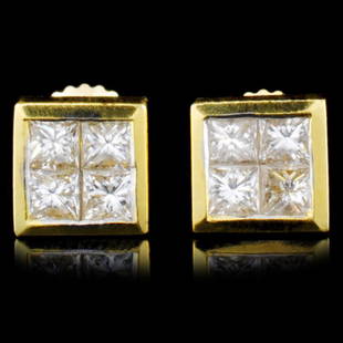 18K Gold 1.12ctw Diamond Earrings: Estimated Retail Replacement Value: $6,650.00Ref: WAG3800Item no.: EJX007Specifications:Gold Content: Solid 18K Yellow GoldWeight of Item: 3.30 gramsCountry Made: U.S.A.Main Gemstone: Natural Diamond