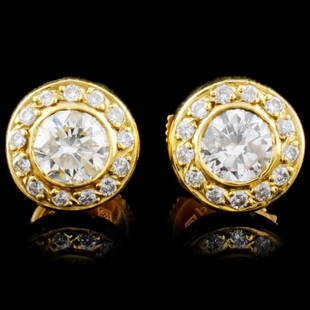 18K Gold 1.17ctw Diamond Earrings: Estimated Retail Replacement Value: $9,100.00Ref: BAS5200Item no.: ARA9012Specification:Gold Content: Solid 18K Yellow GoldWeight of Item: 4.50 gramsCountry Made: U.S.AMain Gemstone: Natural