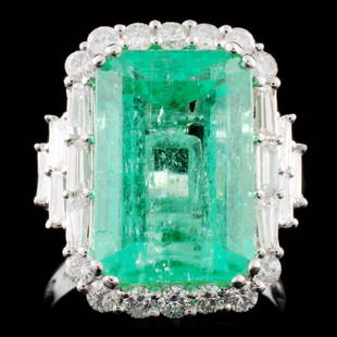 18K Gold 9.32ct Emerald & 1.31ctw Diamond Ring: Estimated Retail Replacement Value: $39,260.00Ref: BAS15704Item no.: FA2055547008-BR5902AESpecification:Gold Content: Solid 18K White GoldWeight of Item: 5.80 gramsSize: 7.25Country Made: U.S.AMain