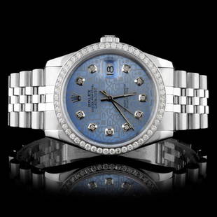 Rolex SS DateJust Diamond 36MM Wristwatch: Estimated Retail Replacement Value: $22,000.00Ref: WAG16000Item No.: ARXE019Specification:Model: DateJust Oyster PerpetualMovement: Perpetual, Self WindingFunction: Instantaneous DateCase Size: