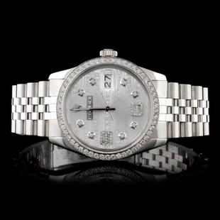 Rolex SS DateJust Diamond Men's Wristwatch: Estimated Retail Replacement Value: $26,000.00Ref: WAG16000Item No.: ARXA007Specification:Model: Oyster Perpetual DateJustMovement: Perpetual, Self WindingFunction: Instantaneous Date with Rapid