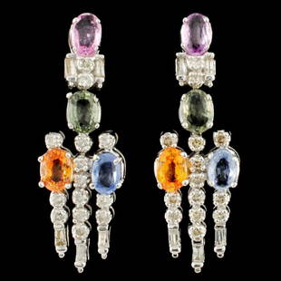 14K Gold 4.03ct Sapphire & 0.95ctw Diamond Earring: Estimated Retail Replacement Value: $4,326.00Ref: WAG4472Item no.: FA2057374021-E1575BCOLSpecification:Gold Content: Solid 14K White GoldWeight of Item: 6.80 gramsCountry Made: U.S.AMain Gemstone: