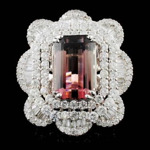 18K White Gold 8.62ct Tourmaline & 4.56ctw Diamond: Estimated Retail Replacement Value: $38,400.00Ref: WAG15360Item no: FA2054255019-SM5112ATORSpecification:Gold Content: 18K White GoldWeight of Item: 12.92 gramsCountry Made: USAMain Gemstone: Natural