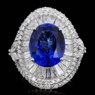 18K Gold 7.26ct Tanzanite & 3.00 Diamond Ring: Estimated Retail Replacement Value: $59,000.00Ref: WAG23600Gold Content: 18K White GoldWeight of Item: 8.4 gramsMain Gemstone: Natural Tanzanite Shape: Oval Weight: