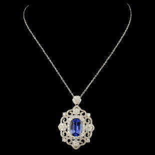 18K Gold 2.90ct Sapphire & 1.56ctw Diamond Pendant: Estimated Retail Replacement Value: $15,512.00Ref: WAG8864Item no.: FA2057360029-PD4321ASSpecification:Gold Content: Solid 18K White GoldWeight of Item: 3.40 gramsCountry Made: U.S.AMain Gemstone: