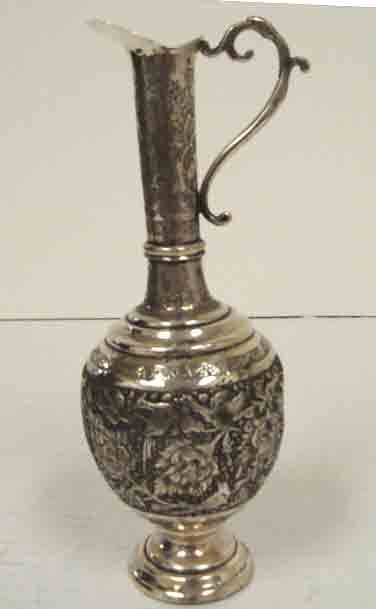 Unique Persian Silver Metal Jar Urn 9" Tall RARE: Very old and Rare Antique Jar or Urn, Beautifully engraved, Very Unique, hard to find. Weight 274 grams, Exact silver metal content unknown, minimum 50%. Dimension: 9"T x 3.5"D