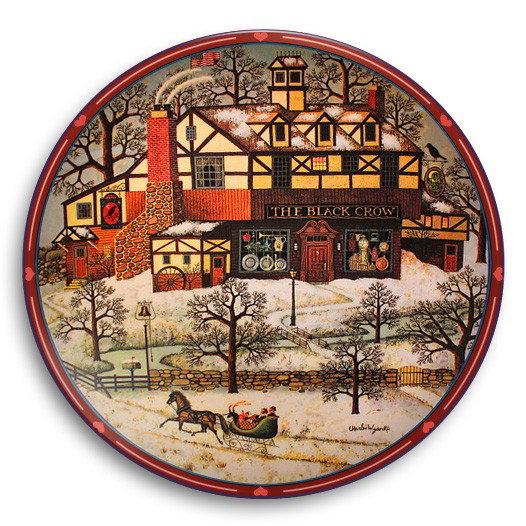 Black Crow Antique Shoppe Bradford Wysocki Plate: Eight and final issue in Charles Wysocki's Peppercricket Grove collection All plates come in original packaging with COA. Artist: Charles Wysocki Plate No: 3097B Dimensions: 8.5"