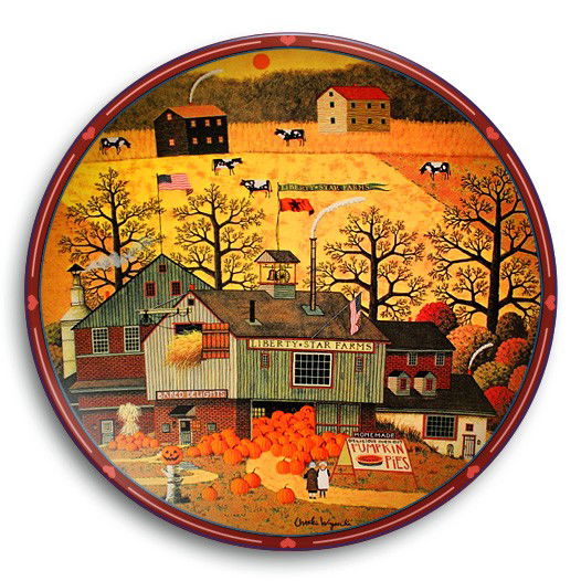 Liberty Star Farms Charles Wysocki Bradford Plate: Sixth issue in Charles Wysocki's Peppercricket Grove collection All plates come in original packaging with COA. Artist: Charles Wysocki Plate No: 5319A Dimensions: 8.5"