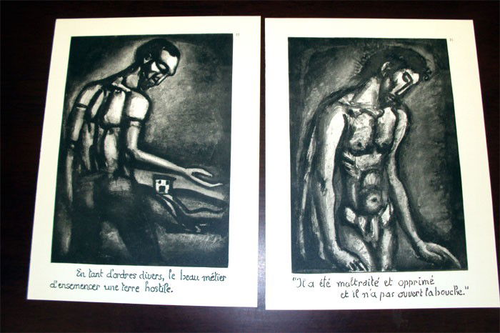 Set 2 Georges Rouault "Deep Etched Gravures" 196: Set of 2 Georges Rouault "Deep Etched Gravures" printed after the original 1923 aquatint engravings which were published in a limited edition of 450 copies; This edition printed on special paper in 19