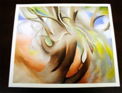 Georgia Okeefe "spring Tee Ii" Lithograph 1989: Georgia o'keeffe lithograph "printed in four-color offset lithography on 157 gsm espel paper"; printed in 1989 by nissha printing company ltd. ; measures 16" x 13" with margins around the image; print