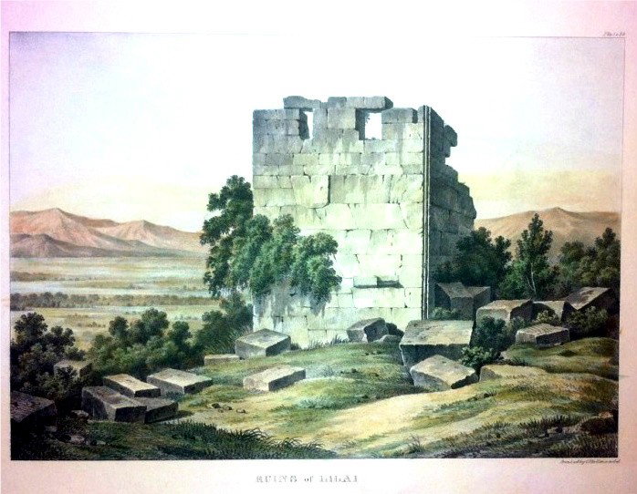 Ruins Of Lilai Handcolored Antique Lithograph C18: One of a series printed by charles joseph hullmandel, british, (1789–1850) from a folio of studies of ruins c1830-40, hand colored lithograph. Dimensions 18x13", image dims 9" by 14", plate #39, sma